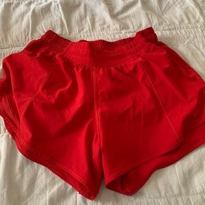 Red Lululemon Hotty Hot Shorts